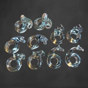 Ngwenya Glass African Animal Napkin Rings SET OF 10 Safari Kingdom Of Swaziland